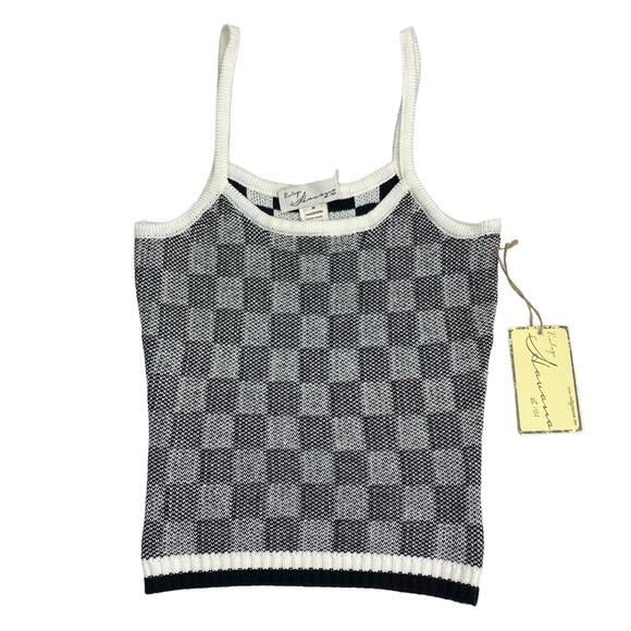 NWT VINTAGE HAVANA Sabrina Reversible Checkered Knit Tank Sz Medium - Picture 2 of 6